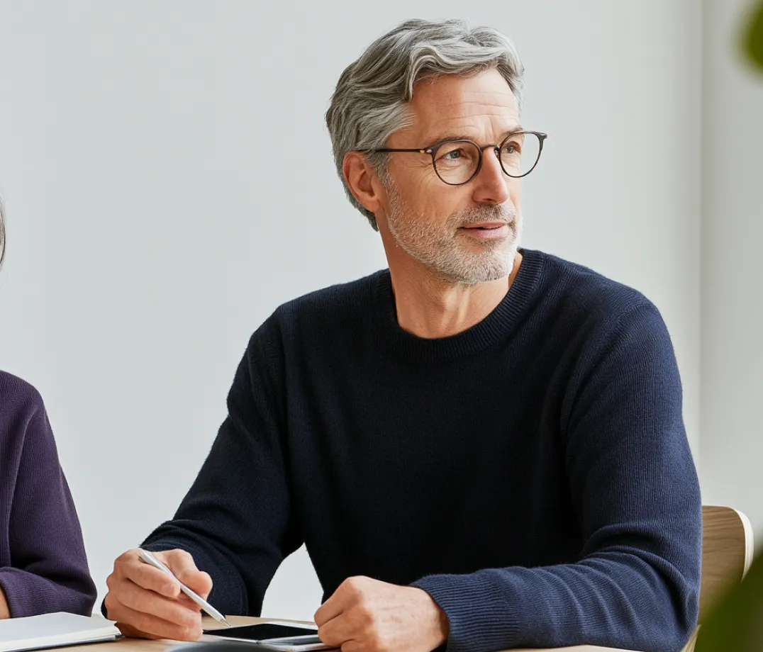 A professional man in a meeting